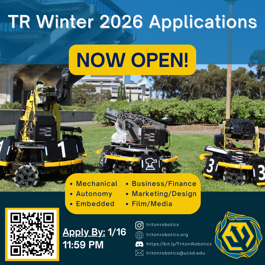 Winter 2026 Triton Robotics application flyer with QR code